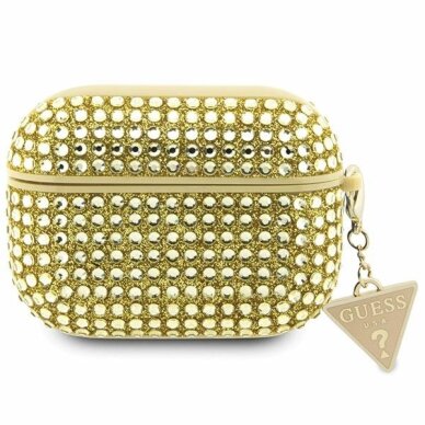 AirPods Pro Guess Rhinestone Triangle dėklas – auksinis AirPods Pro Guess Rhinestone Triangle dėklas – auksinis