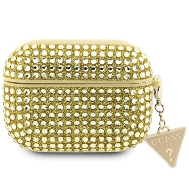 AirPods Pro 2 (2022/2023) Guess Rhinestone Triangle dėklas – auksinis AirPods Pro 2 (2022/2023) Guess Rhinestone Triangle dėklas – auksinis