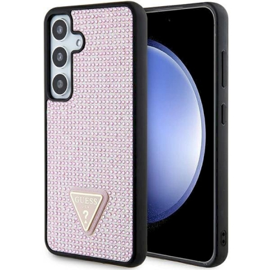 Guess Rhinestone Triangle Dėklas skirtas Samsung Galaxy S24 - Rožinis