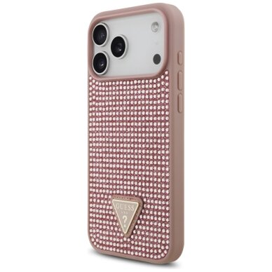 iPhone 17 Pro Max dėklas Guess Rhinestone Triangle Logo – rožinis 1 iPhone 17 Pro Max dėklas Guess Rhinestone Triangle Logo – rožinis 1
