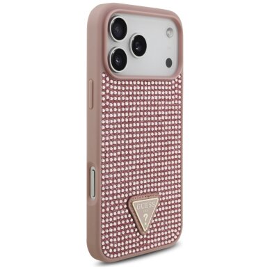 iPhone 17 Pro Max dėklas Guess Rhinestone Triangle Logo – rožinis 3 iPhone 17 Pro Max dėklas Guess Rhinestone Triangle Logo – rožinis 3
