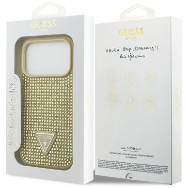 iPhone 17 Pro dėklas Guess Rhinestone Triangle Logo – auksinis 7 iPhone 17 Pro dėklas Guess Rhinestone Triangle Logo – auksinis 7