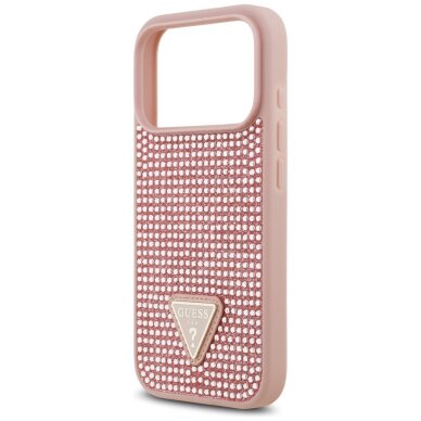 iPhone 17 Pro dėklas Guess Rhinestone Triangle Logo – rožinis 5