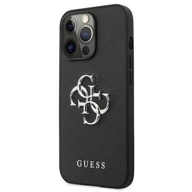 Guess Saffiano 4G Metal Logo Dėklas skirtas iPhone 13 Pro / 13 6.1&quot; - Juodas 1