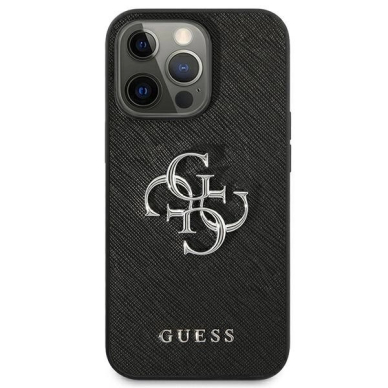Guess Saffiano 4G Metal Logo Dėklas skirtas iPhone 13 Pro / 13 6.1&quot; - Juodas 2