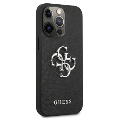Guess Saffiano 4G Metal Logo Dėklas skirtas iPhone 13 Pro / 13 6.1&quot; - Juodas 3