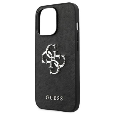 Guess Saffiano 4G Metal Logo Dėklas skirtas iPhone 13 Pro / 13 6.1&quot; - Juodas 5