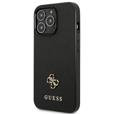 Guess Saffiano 4G Small Metal Logo Dėklas skirtas iPhone 13 Pro / 13 6.1&quot; - Juodas 1