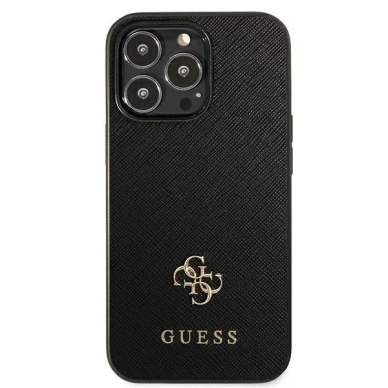 Guess Saffiano 4G Small Metal Logo Dėklas skirtas iPhone 13 Pro / 13 6.1&quot; - Juodas 2