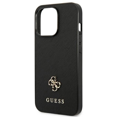 Guess Saffiano 4G Small Metal Logo Dėklas skirtas iPhone 13 Pro / 13 6.1&quot; - Juodas 5