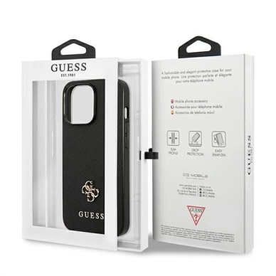 Guess Saffiano 4G Small Metal Logo Dėklas skirtas iPhone 13 Pro / 13 6.1&quot; - Juodas 7