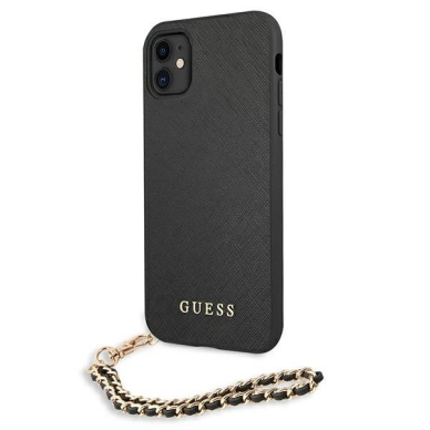 Guess Saffiano Chain Dėklas skirtas iPhone 11 6.1" / Xr - Juodas 1 Guess Saffiano Chain Dėklas skirtas iPhone 11 6.1" / Xr - Juodas 1