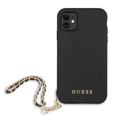 Guess Saffiano Chain Dėklas skirtas iPhone 11 6.1" / Xr - Juodas 2 Guess Saffiano Chain Dėklas skirtas iPhone 11 6.1" / Xr - Juodas 2