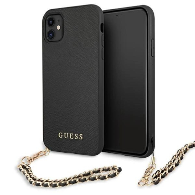 Guess Saffiano Chain Dėklas skirtas iPhone 11 6.1" / Xr - Juodas