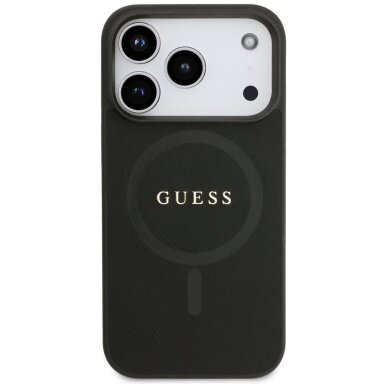 iPhone 17 Pro Guess Saffiano Classic Logo MagSafe dėklas – juodas 2