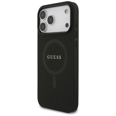 iPhone 17 Pro Max Guess Saffiano Classic Logo MagSafe dėklas – juodas 1 iPhone 17 Pro Max Guess Saffiano Classic Logo MagSafe dėklas – juodas 1