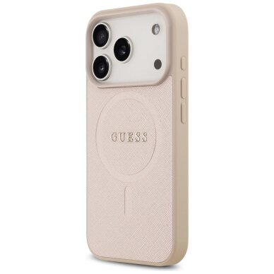 iPhone 17 Pro dėklas Guess Saffiano Classic Logo su MagSafe – rožinis 1 iPhone 17 Pro dėklas Guess Saffiano Classic Logo su MagSafe – rožinis 1
