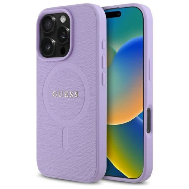 iPhone 16 Pro Max – Guess Saffiano MagSafe dėklas - Violetinis