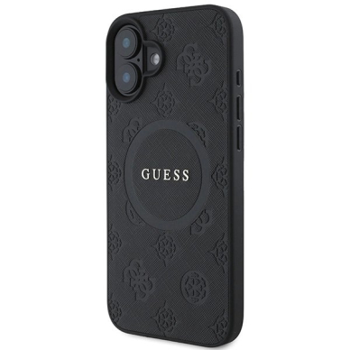 Dėklas Guess Saffiano Peony Classic Logo MagSafe iPhone 16 - Juodas 1 Dėklas Guess Saffiano Peony Classic Logo MagSafe iPhone 16 - Juodas 1