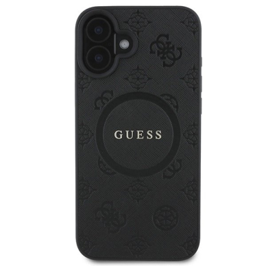 Dėklas Guess Saffiano Peony Classic Logo MagSafe iPhone 16 - Juodas 2 Dėklas Guess Saffiano Peony Classic Logo MagSafe iPhone 16 - Juodas 2