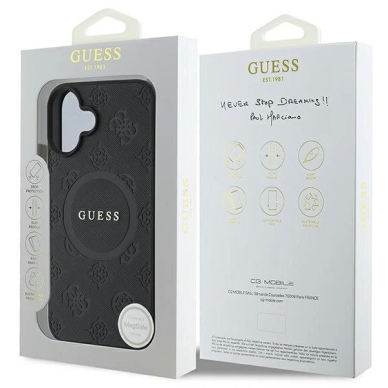 Dėklas Guess Saffiano Peony Classic Logo MagSafe iPhone 16 - Juodas 6 Dėklas Guess Saffiano Peony Classic Logo MagSafe iPhone 16 - Juodas 6