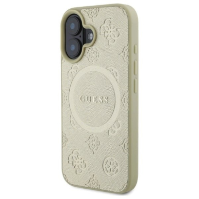 iPhone 16 Guess Saffiano Peony Classic Logo MagSafe dėklas - auksinis 1 iPhone 16 Guess Saffiano Peony Classic Logo MagSafe dėklas - auksinis 1