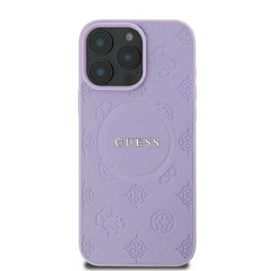 Dėklas Guess Saffiano Peony Classic Logo MagSafe iPhone 16 Pro - Violetinis 2 Dėklas Guess Saffiano Peony Classic Logo MagSafe iPhone 16 Pro - Violetinis 2