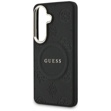 Samsung Galaxy S26 Guess Saffiano Peony Embossed Ring MagSafe dėklas – juodas 5