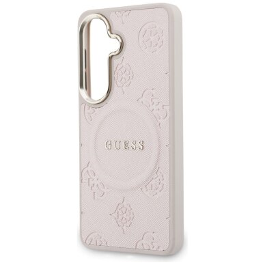 Samsung Galaxy S26 Guess Saffiano Peony Embossed Ring MagSafe dėklas – rožinis 5