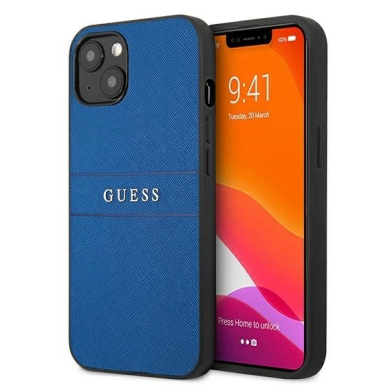 Guess Saffiano dirželio dėklas iPhone 13 mini 5.4" - mėlynas