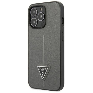 Guess Saffiano Triangle Logo Dėklas skirtas iPhone 13 Pro / 13 6.1&quot; - Sidabrinis 1