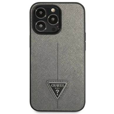 Guess Saffiano Triangle Logo Dėklas skirtas iPhone 13 Pro / 13 6.1&quot; - Sidabrinis 2