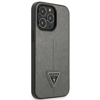Guess Saffiano Triangle Logo Dėklas skirtas iPhone 13 Pro / 13 6.1&quot; - Sidabrinis 3