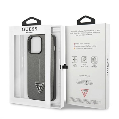 Guess Saffiano Triangle Logo Dėklas skirtas iPhone 13 Pro / 13 6.1&quot; - Sidabrinis 7