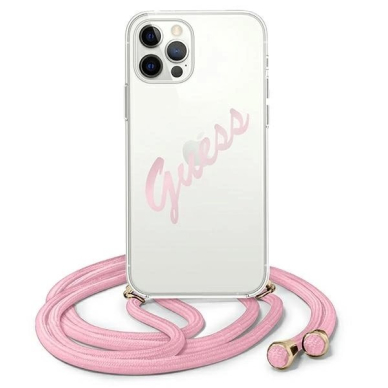 Guess Script Vintage iPhone 12 Pro Max 6.7&quot; Dėklas - Rožinis