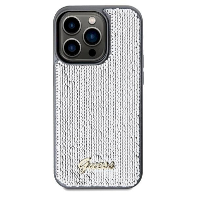 Originalus Guess dėklas Sequin Script MetaliPhone 14 Pro - silver 2 Originalus Guess dėklas Sequin Script MetaliPhone 14 Pro - silver 2