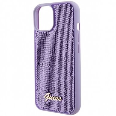 Dėklas Guess Sequin Script Metal   iPhone 15 - Violetinis 6 Dėklas Guess Sequin Script Metal   iPhone 15 - Violetinis 6