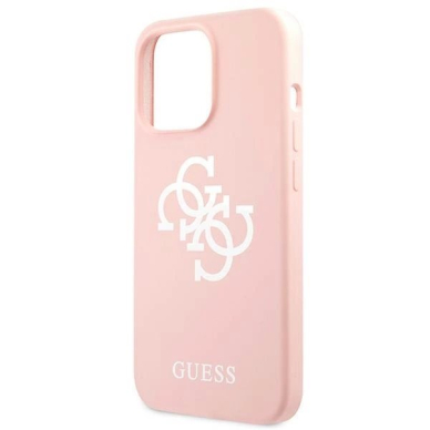 Guess Silikoninis 4G Logo Dėklas skirtas iPhone 13 Pro Max 6.7&quot; - Rožinis 5