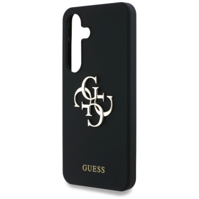 Guess Silikoninis Big 4G Logo Bottom Script Dėklas skirtas Samsung Galaxy S25 - Juodas 5