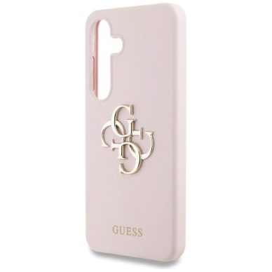 Guess Silikoninis Big 4G Logo Bottom Script Dėklas skirtas Samsung Galaxy S25 - Rožinis 5