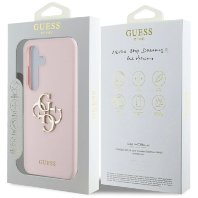 Guess Silikoninis Big 4G Logo Bottom Script Dėklas skirtas Samsung Galaxy S25 - Rožinis 7