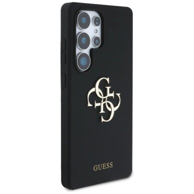 Samsung Galaxy S25 Ultra dėklas Guess Silicone Big 4G Logo Bottom Script – juodas 3