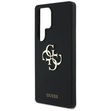 Samsung Galaxy S25 Ultra dėklas Guess Silicone Big 4G Logo Bottom Script – juodas 5