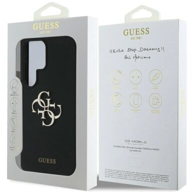 Samsung Galaxy S25 Ultra dėklas Guess Silicone Big 4G Logo Bottom Script – juodas 7