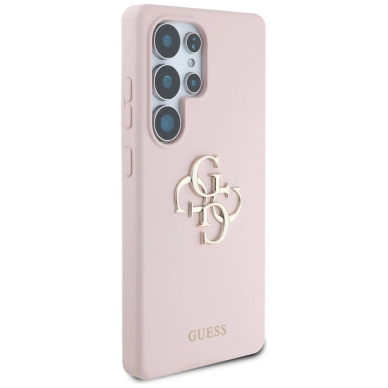 Guess Silikoninis Big 4G Logo Bottom Script Dėklas skirtas Samsung Galaxy S25 Ultra - Rožinis 3