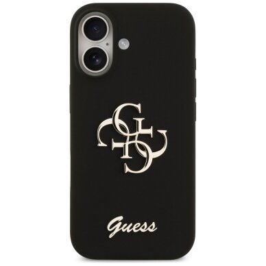 iPhone 17 Guess Silicone Big 4G Script dėklas – juodas 2