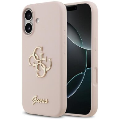 iPhone 17 Guess Silicone Big 4G Script dėklas – rožinis iPhone 17 Guess Silicone Big 4G Script dėklas – rožinis