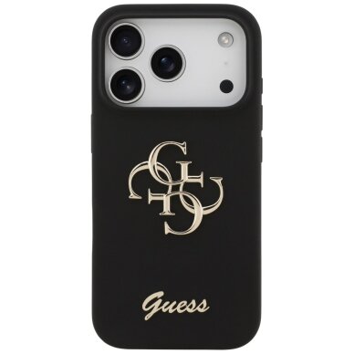 iPhone 17 Pro Guess Silicone Big 4G Script dėklas – juodas 2 iPhone 17 Pro Guess Silicone Big 4G Script dėklas – juodas 2