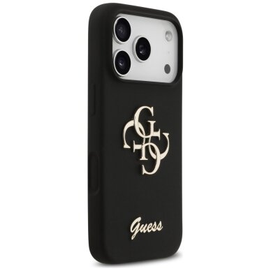iPhone 17 Pro Guess Silicone Big 4G Script dėklas – juodas 3 iPhone 17 Pro Guess Silicone Big 4G Script dėklas – juodas 3