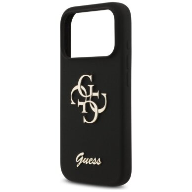 iPhone 17 Pro Guess Silicone Big 4G Script dėklas – juodas 5